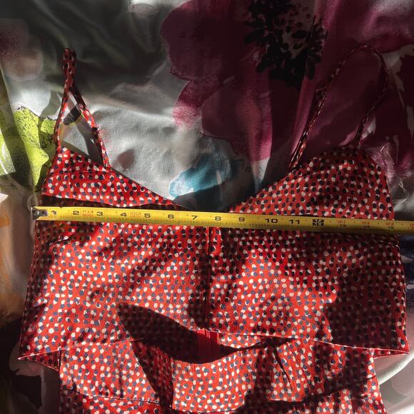 Petal & Pup Women's Printed Burnt Orange Satin Cutout Midi Dress Size 4 - Picture 6 of 8